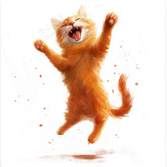 Playful Orange Cat Striking a Dance Move digital artwork