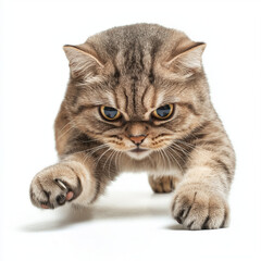 Upset Scottish Fold Cat with Flattened Ears