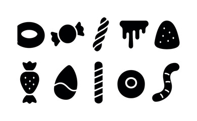 Emoji silhouette icon set: smiley, sad, party mood silhouettes for fun expressions