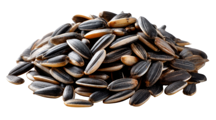 Sunflower Seeds Heap: A close-up view of a pile of sunflower seeds, displaying the natural textures and details of each seed, evoking a sense of wholesome nutrition and natural eating habits.