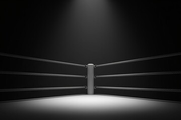 Boxing ring in spotlight with dark background