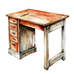 Desks, watercolor illustration vector, isolated on a white background.