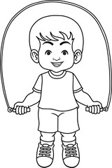 kid skipping line vector illustration isolated on white background
