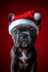 dog wearing santa hat