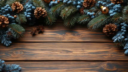 christmas decoration on wood background