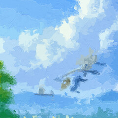 Various oil paintings, flowers, lotus leaves, swans, landscapes, roses, peonies, landscapes, streams, chrysanthemums, plum blossoms, deer, geese