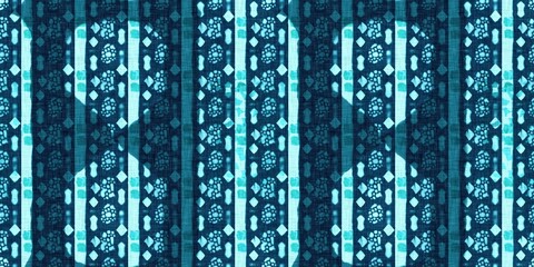 Abstract indigo blue batik dye seamless pattern, Organic bleed effect dyed wash background.
