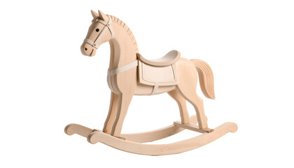 Charming Rocking Horse for Whimsical Nursery Decor and Playful Childhood Memories Adorable wooden toys in soft pastel colors, isolated on transparent background
