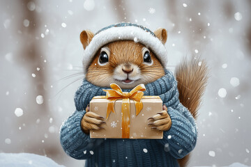 little squirrel with a gift