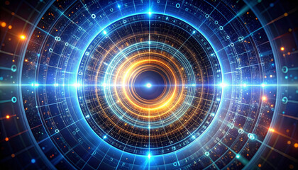 Fototapeta premium AI Data Stream Moving Through Virtual Tunnel. AI themed Background. Generated Image