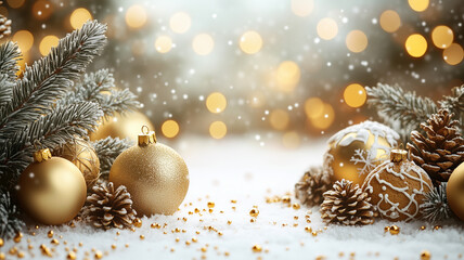 christmas background with golden balls