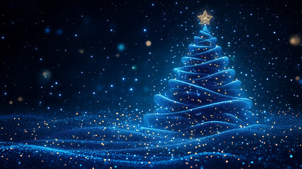 christmas tree on blue background