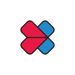 letter x arrow outlines simple colorful strong logo vector