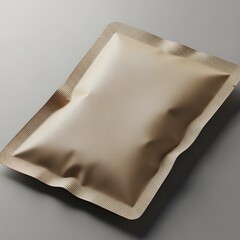 Kraft paper sachet packaging mockup, blank pouch template, food product design, organic sustainable packaging, neutral background