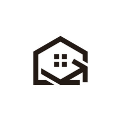 letter g arrow home shape simple geometric logo vector