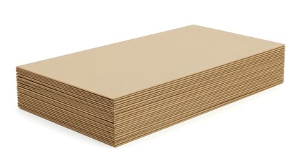 Stack of brown kraft paper sheets, recycled cardboard texture, eco-friendly material background, blank design element