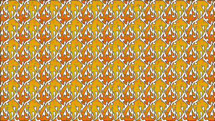 Retro pop art style flame pattern with red dot halftone background
