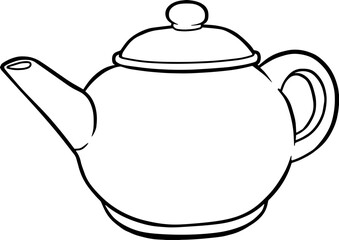 teapot line vector illustration isolated on white background