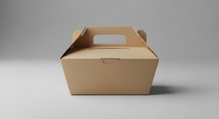 Kraft paper gable box mockup, blank takeaway packaging, sustainable gift container, food product carry box template