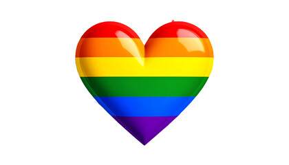heart in lgbt rainbow colours with smudges, isolated on transparent background 