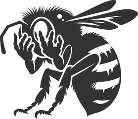 Fototapeta premium Silhouette of a small animal vector bee illustration black drawing