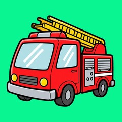 Cartoon Fire Truck Illustration 