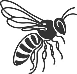 Silhouette of a small animal vector bee illustration black drawing