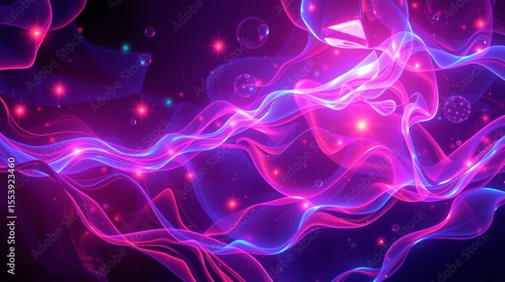 Aufkleber abstract neon swirls: a mesmerizing display of flowing, neon-colored swirls against a deep, dark bac