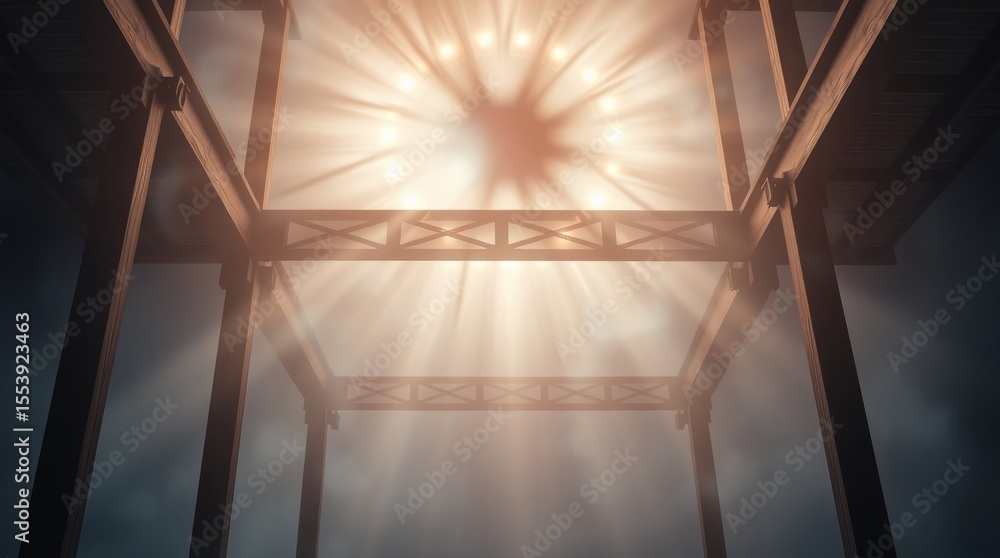 Poster illuminated architectural structure: a striking composition highlighting an interior architectural f