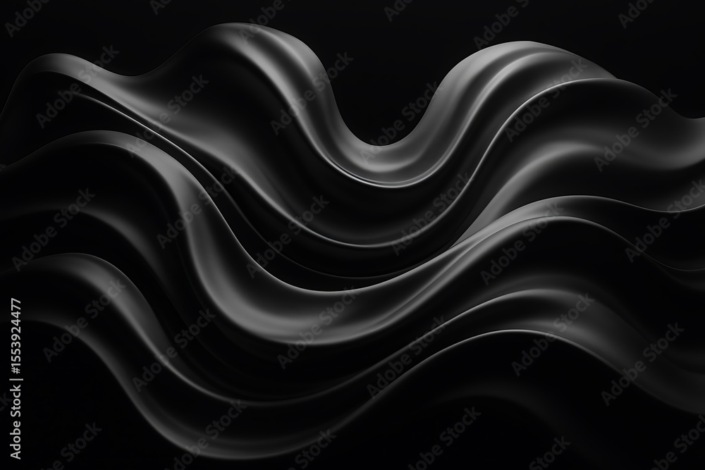 Aufkleber elegant flowing black abstract shapes create a dynamic, sophisticated and visually appealing design.