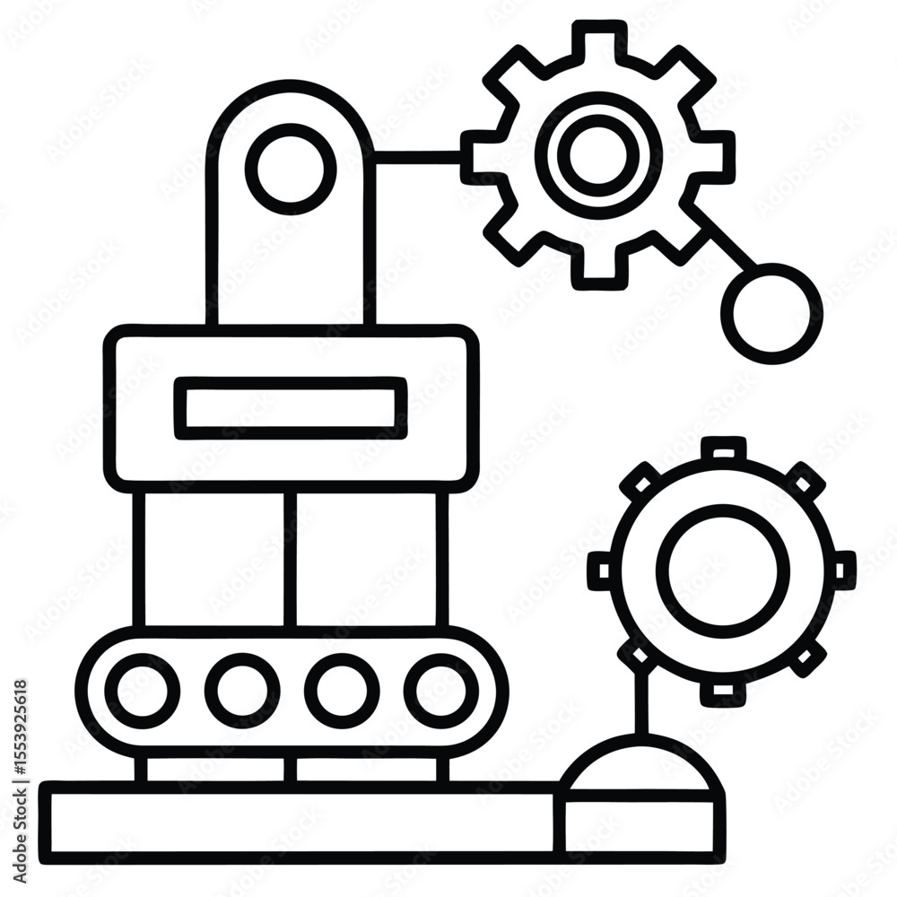 Poster clean line art icon representing an automated process with various color options