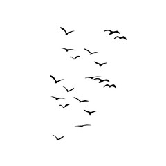 Flock of Flying Birds Silhouette Vector Set for Tattoos and Nature Art