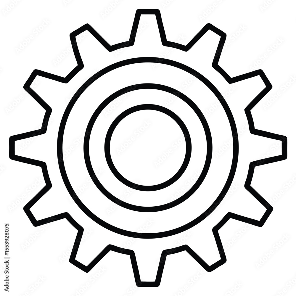 Poster simple line art cogwheel icon representing settings and configuration