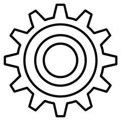 Simple line art cogwheel icon representing settings and configuration