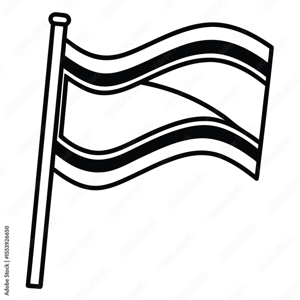 Aufkleber simple line art flag icon representing support and unity in black and white