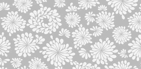 Vector seamless beige pattern with white drops. Monochrome abstract floral background.