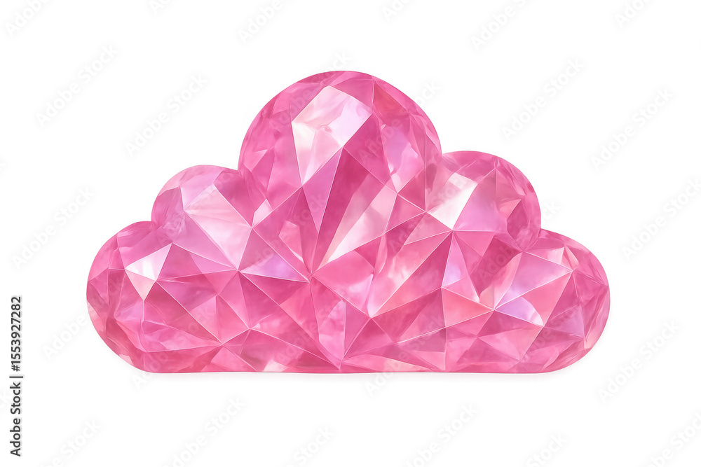 Fototapete pink crystal cloud symbolizing digital storage, data backup, and technological innovation, rendered 