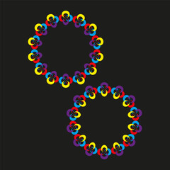Ring icon pattern. Multicolor loop design. Bright circle illustration. Vector unity symbol.