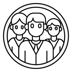 Minimalist line art icon representing a support team or customer service assistance