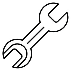 Simple line art icon of a wrench symbolizing support and repair services