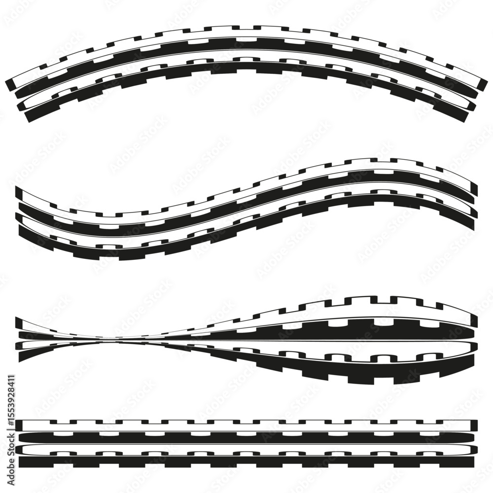 Poster wavy line set. abstract pattern elements. horizontal graphic vector. decorative divider illustration