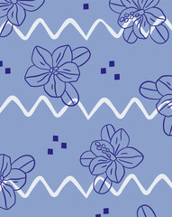 Tropical Pattern with Zigzag Lines Background