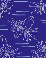Floral Pattern with Tropical Leaves Background