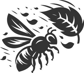 Small insect bee sitting silhouette vector illustration black
