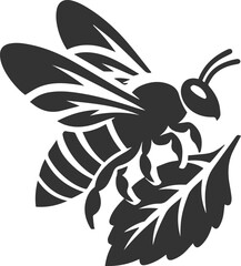 Small insect bee sitting silhouette vector illustration black