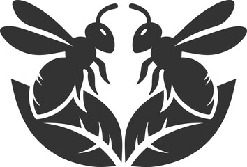 Small insect bee sitting silhouette vector illustration black