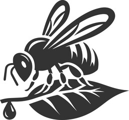 Small insect bee sitting silhouette vector illustration black