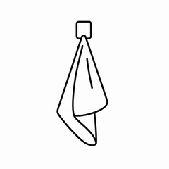 Simple line drawing of a folded cloth hanging from a hook