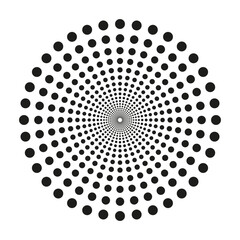 Dotted spiral pattern. Radial dot design. Concentric point Vector. Abstract circle illustration.