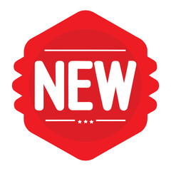 Red label with white new text modern graphic design element